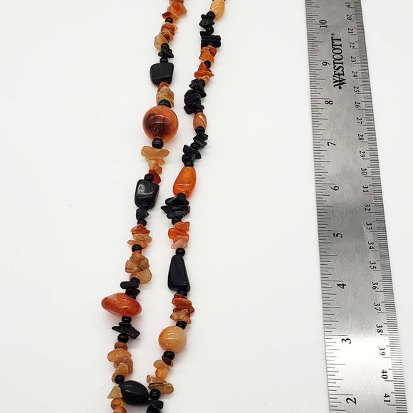 Vintage hematite and carnelian semi-precious gemstone necklace - Picture 4 of 5